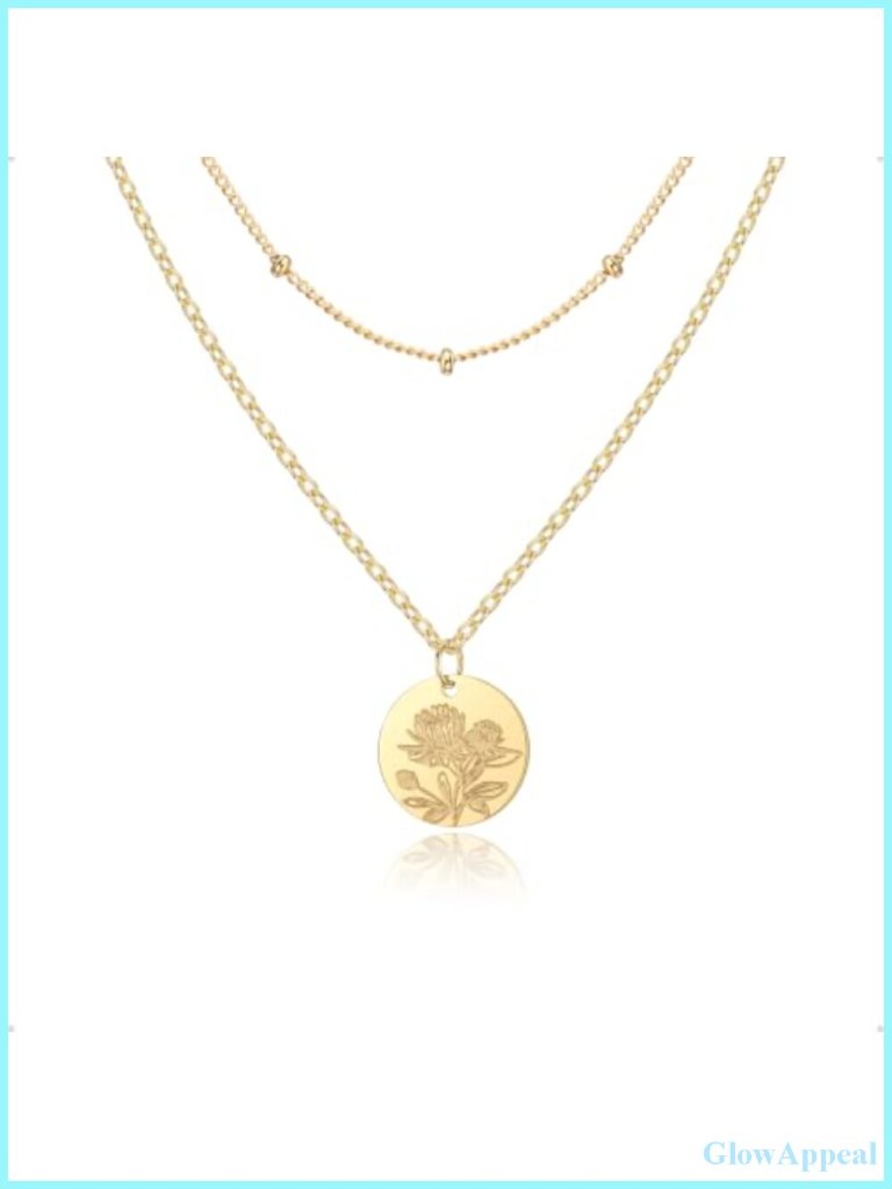 14K Gold Plated Birth Flower Necklace Layered Necklaces for Women